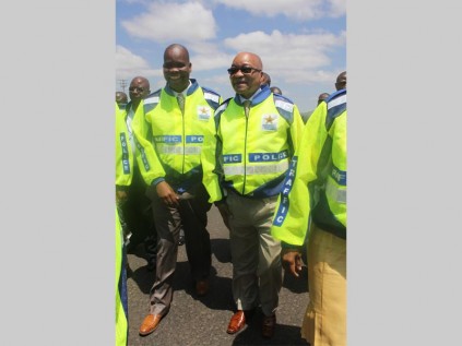 President Jacob Zuma and Venda King Toni Mphephu during the opening of the R81 road near Sebayeng on Tuesday.