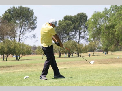Ameer Bava tees-off during the Silicon Smelters Round Table 22 charity golf match.