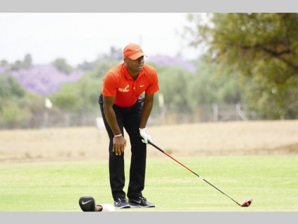 Polokwane mayor, Freddy Greaver looks to see where the ball has landed during the mayoral charity golf day. He showed his skill with the clubs by hitting the longest drive shot for the seventh hole.