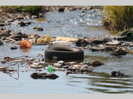 The stream is polluted by rubbis, illegally dumped in the area.