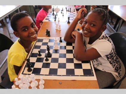 Naledi Thoka (7) and Boikano Letlalo (8) say they love playing against their parents.