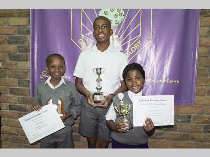 Hadashah Learning Centre's junior awards winners are Phuti Moloto, Neo Ngulube and Mahlatse Raphesu.