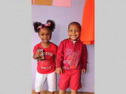 Realeboga Rasebotsa and Mogau Lekalakala say Valentine's Day is there so that friends can show they love each other on Valentine's Day at the Share Joy Day Care picnic.