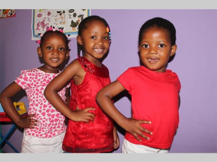 The three musketeers,  Mafunwa Mamabolo, Bokang Moselenyane and Tyla Sedange, strike a pose on Valentine's Day at the Share Joy Day Care picnic.