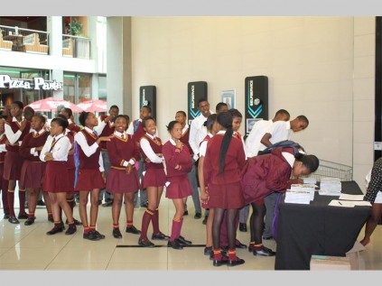 Learners from Masedibu High School register to take part in the Nedbank My Future, My Career programme.