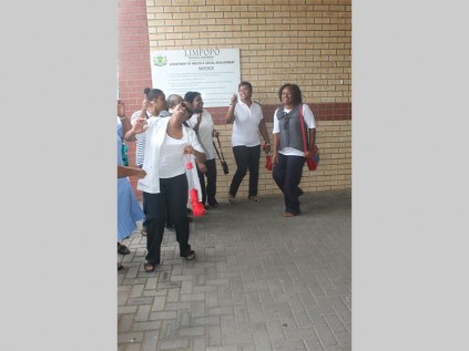 Health-care workers at the department of health after leaving their posts for the third time this year.