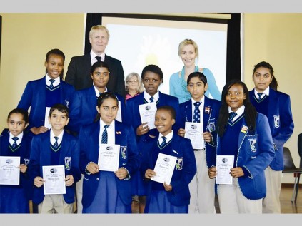 Mitchell House learners boast diamond awards from the Southern Cross Eisteddfod: In front are Qailah Hatieb, Rayhaan Issa, Fatima Ismail, Tshego Phasha and Lebo Rachidi. In the middle are Ledile Kgopong, Akila Ramdharie, Bokang Selepe, Rameez Omar and Maseeha Sonpra. At the back are Andrew Cook (Mitchell House, headmaster) and Nadia du Preez (Mitchell House, teacher).