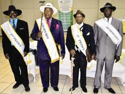 Frans Mutele (second prince), Solomon Nchabeleng (Golden Boy), Bethuel Malepe (first prince) and Daniel Machavi (Mr Personality) shortly after they were crowned.