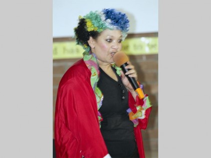 Nazli George plays the roles of both the terrible stepmother and the teacher who help the bully find her way in the Stop the Bully production.