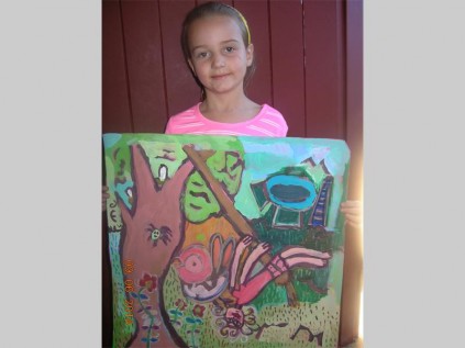 Phoebe Joubert is very proud of her art work, I have the right to express myself when I play in the garden.