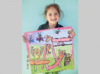 Elmay Koen's art work, I have the right to play with friends, but the responsibility to include others in our games, is one of KidZart's Santam Child Art Competition finalist entries.