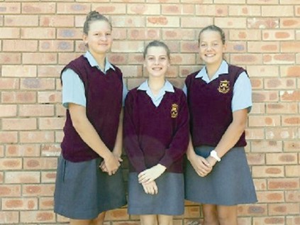 Gr. 7 se drie bestes is Chandré Boonzaaier, Martelie van Zyl en Liesel van Schalkwyk.