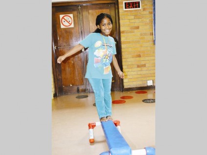 Khayisa Maluleke practises her balance and stability.