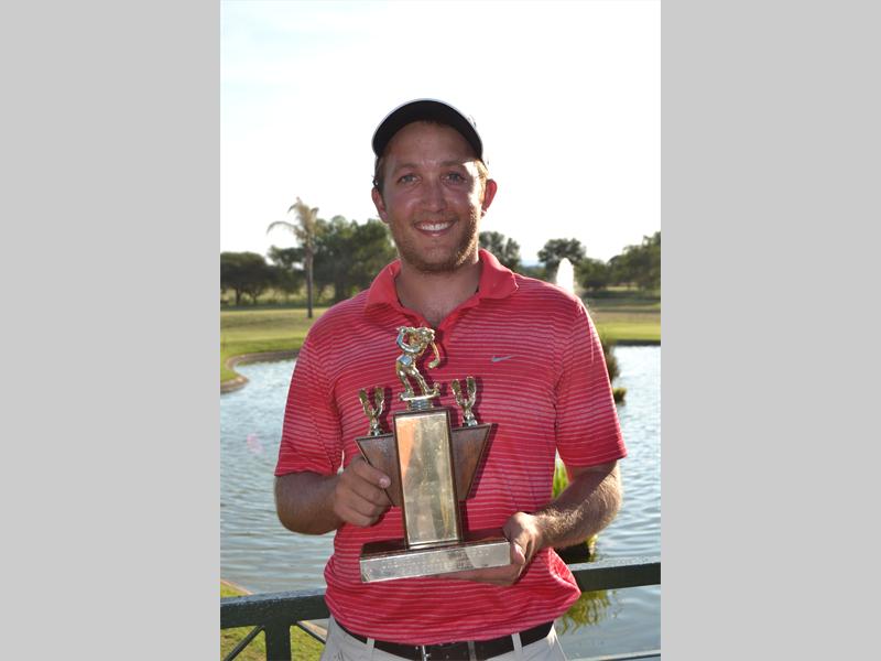 Hilton Hughes shows off his first place trophy in the A-division of the Polokwane Open.