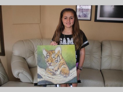 Abigail Rudd se ma, Leandré, sê Abigail se eerste skildery, hierdie tier, het haar oortuig dat haar dogter werklik talent het.