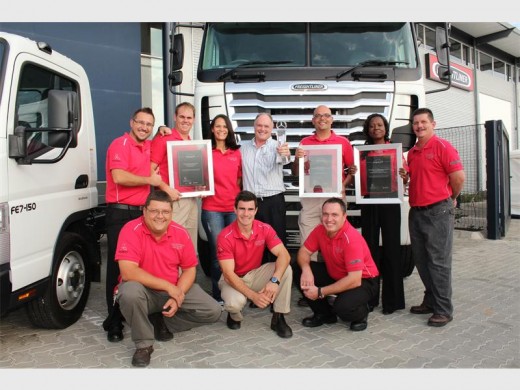 The proud team of managers and team leaders at Mercurius Motors Polokwane Commercial with the national dealership awards the franchise won recently. In front are Hein Treptow, Rudi van Niekerk and Hendrik Venter, At the back are Jaco Johnstone, Lukas Venter, Saligna Dressels, Ian McDonald (managing director), Paul Jooste (brand manager), Eugenia Ntuli and Sakkie Pretorius.