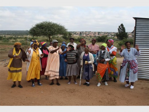 The women from Regaugetswe Old Age Centre dance in Seshego zone 5 to welcome Old Mutual Brokers Distribution on Friday.