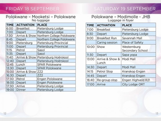 The places where Cansa.vive will be on Friday and Saturday.