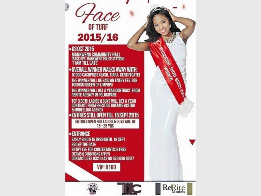 Miss Polokwane Show Queen 2015 winner, Zodwa Mdingi will crown the winners at the Face of Turf 2015/16 pageant.