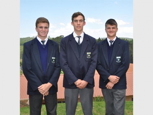Frank de Witt (Best Rugby Junior Player), Josh de Goede (Most Improved Rugby Senior Player) and Ryan Schultz (Most Improved Rugby Junior Player).