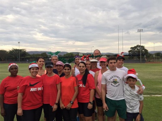 The members of the Potties-Athletic Club in good cheer ready to run their Christmas run.