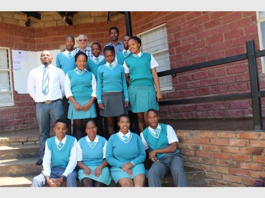 Happy Days Combined School's leaders for 2016. In front are: Michael Ndou (head boy), Kwena Seema (head girl), Mpho Shongoane (deputy head girl) and Nyakallo Ramalatso (deputy head boy. At the back are: Pitsi, Molatelo Rampedi, Mamokoena Ramollo, Mpho Chepape, Moloko Masokameng, Kamogelo Raphiri, Lefa Sethole, Pieter van Eeden (principal) and Tafadwa Chibasa.