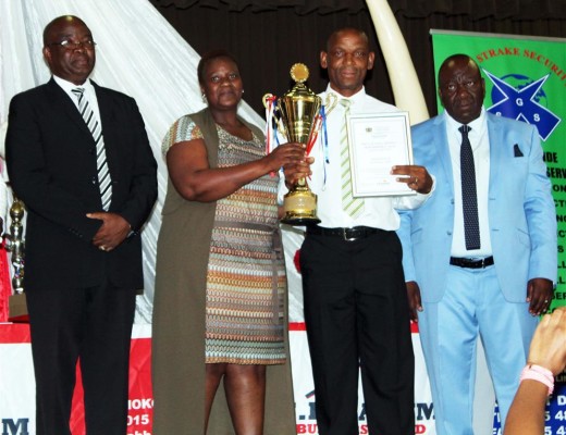 MF Tstatsi and MD Moshidi is very proud of MA Kaapu who's school is crowned in first place for the best school in the circuit. With them is MJ Ralekgokgo.