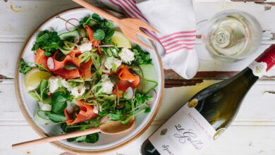 29 JANUARY - Saturday entertain - Salmon salad with fennel, ricotta, capers, and cucumbers paired with Spier Sauvignon Blanc