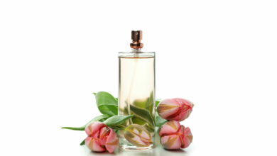 Concept of perfume isolated on white background