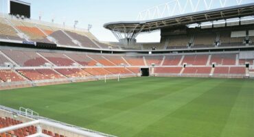 A photo of an empty Peter Mokaba Stadium.