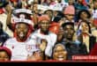 Sekhukhune United fans celebrate the win over Magesi FC at the Seshego Stadium.