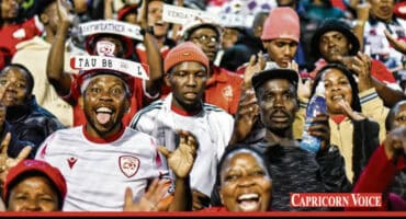 Sekhukhune United fans celebrate the win over Magesi FC at the Seshego Stadium.