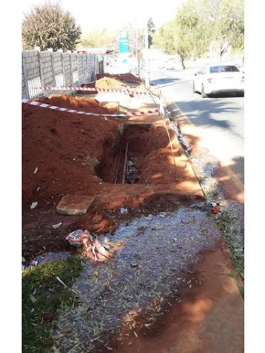Northcliff residents have had enough of the open trenches on a pavement on Gordon which pose a safety hazard to the community.