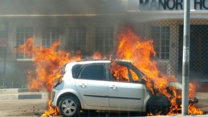 A silver Renault caught fire and burned next to Conrad Drive, Blairgowrie, on 16 November. No one was hurt. Photo supplied