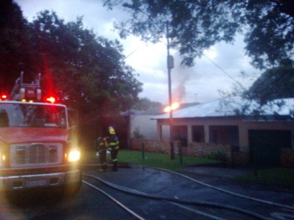 Firefighters at the scene of the fire