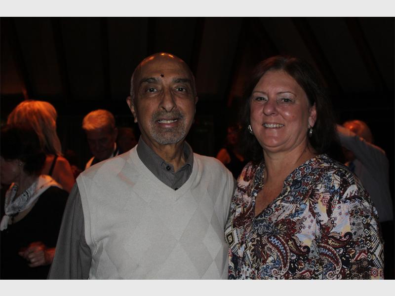 Max Padia and Sandy Fitzgibbon enjoy the Christmas party held at Marks Park.