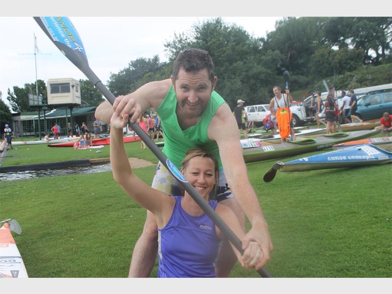Accomplished canoeist, Russell Willis shows his wife, Tarryn, how to paddle.