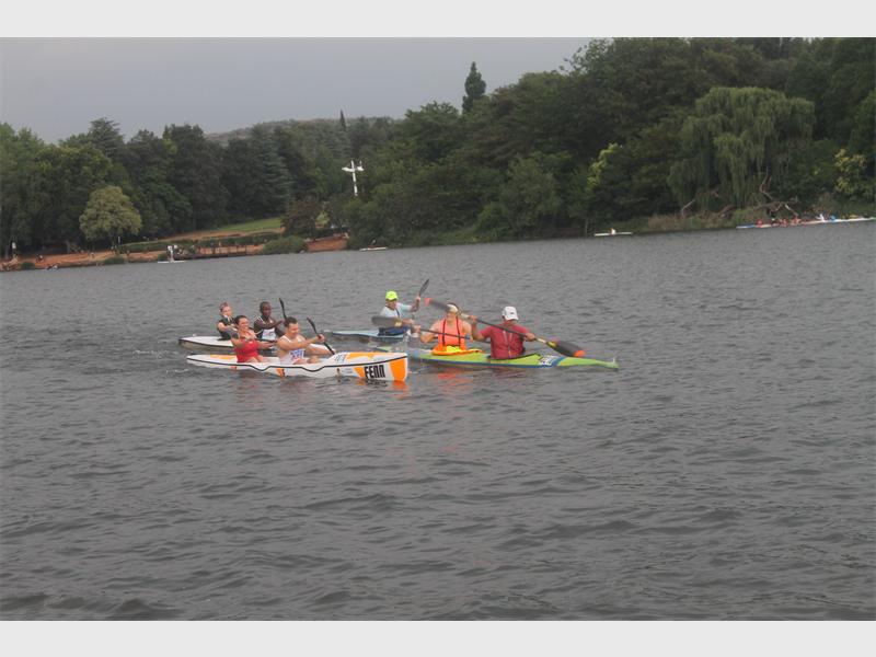 Canoeists take part in the challenge at the Dabulamanzi Canoe Club.