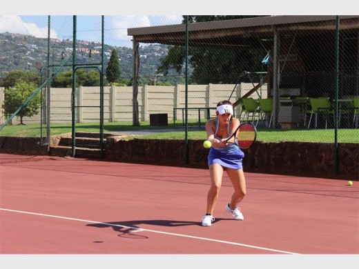 Samantha Muller trains at the Fairland Tennis Club.