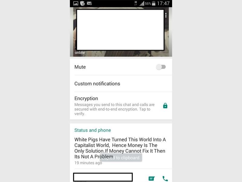 A student reportedly posted this as his WhatsApp status late last year. Photo: Screengrab/supplied.