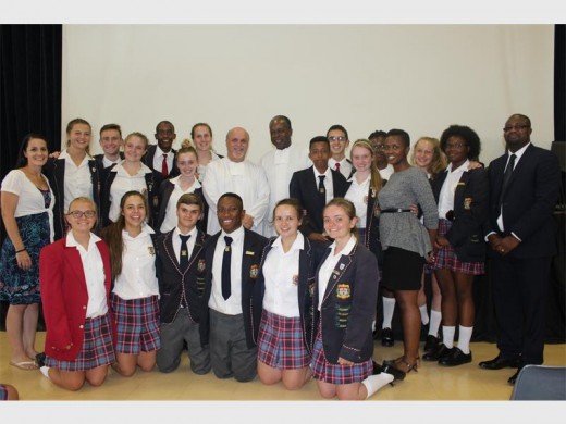 The Lasallian youth with Brother Robert Schieler and Brother Pierre Saïdou Ouattara (centre).