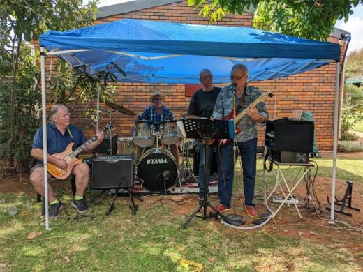 A live band performs for visitors