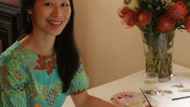 Julie Ah-Fa draws some flora.