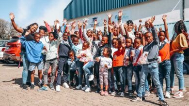 Staff and children of the Greymont Reading Centre.