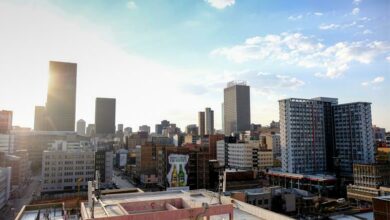 The Joburg skyline.