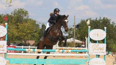 Kendra Forsyth does showjumping with her horse, Wally.