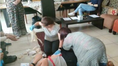 Teachers do basic first-aid training.