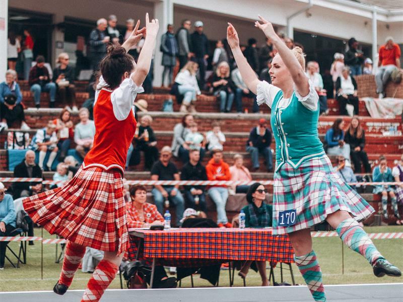 Highland dancers on the stage. Photo: Neo Phashe