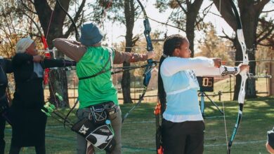Thandeka Sibande aims her arrow. Photo: Neo Phashe