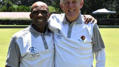 Team captain Thomas Tshikoi and club president Pannie Bezuidenhout. Photo: Emily Wellman Bain